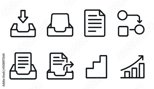Office and workflow icons for business and organization concepts