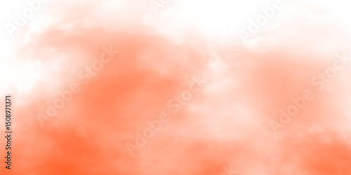 Abstract orange smoke effect isolated on transparent white background. Rising smoke texture, Fog steam or vapor overlay. Fire smoke orange color. Spooky holiday design element decoration, png