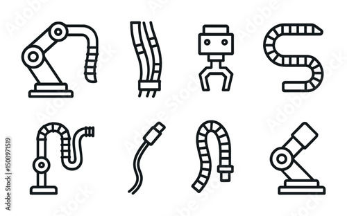 Robotics and automation icons for engineering and technology design