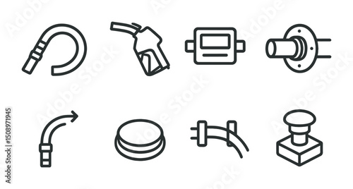 Automotive and mechanical line icons set for design and illustration