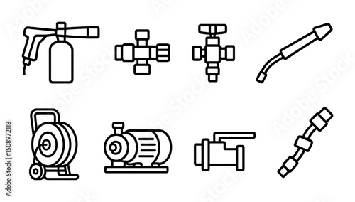 Collection of industrial equipment icons for mechanical design projects photo