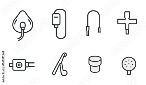 Medical equipment icons set for healthcare designs and applications