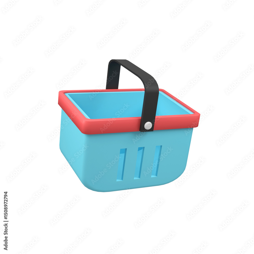 Fototapeta premium Shopping basket isolated 3d render icon illustration