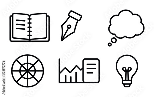 Creative concept icons for writing and design projects