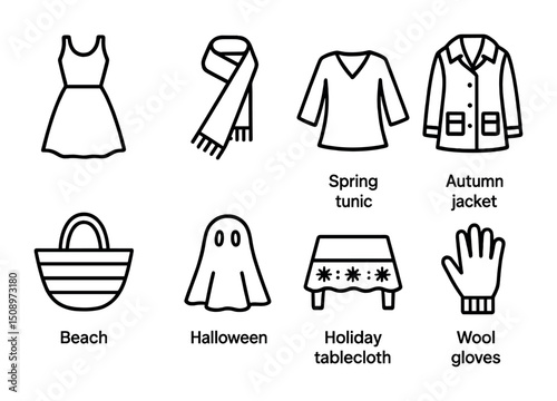 Seasonal clothing and holiday items for fashion and decoration