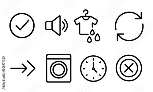 Laundry symbols and icons for efficient washing and care guidance