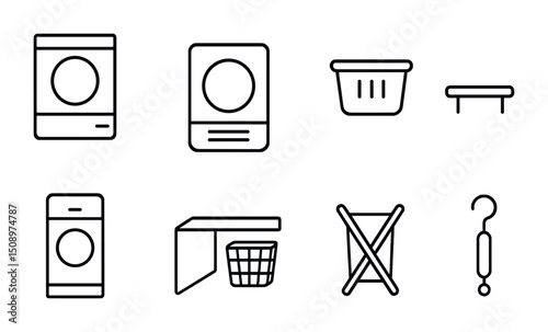 Laundry icons set for cleaning and organization design
