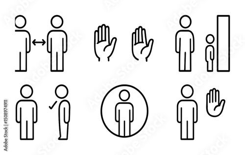 Social distancing and personal space icons for safety and awareness