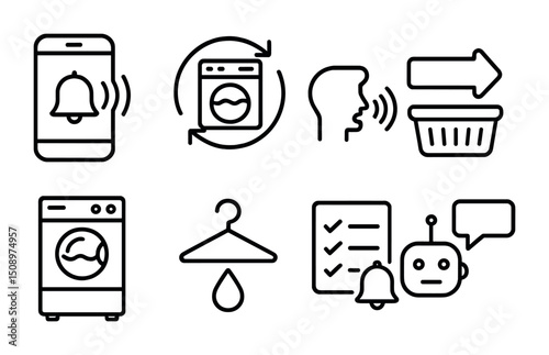 Smart home laundry icons for automation and voice control design