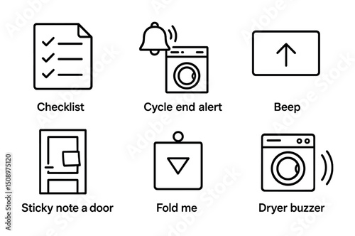 Household task management icons for everyday chores and reminders