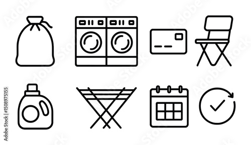 Household chores and planning icons for laundry day design