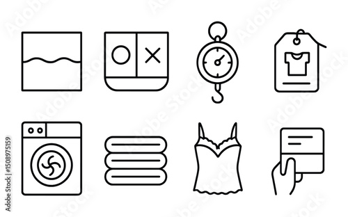 Laundry and care symbols: wash, dry, and clothing label icons for apparel guide