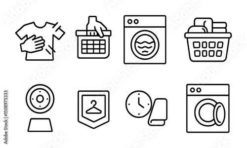 Laundry and household chores icons for home organization and scheduling