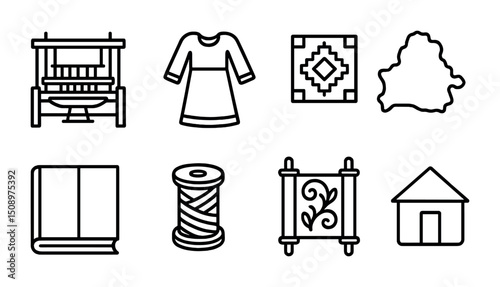 Traditional craft tools and patterns for textile design and home decor