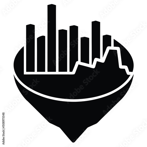 Data Analyst element isolated geographic data visualization on white background