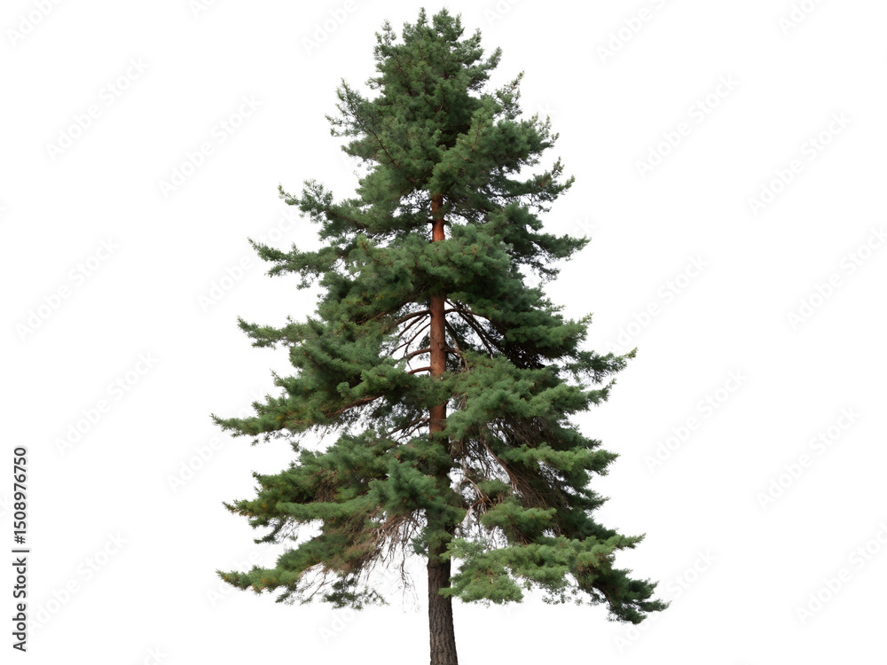 Fototapeta premium Isolated Evergreen Pine Tree Cutout on transparent background, Isolated Png file, Cut-out, Isolate Png, No Background, Isolated object