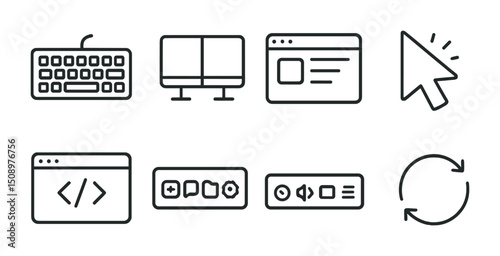 User interface and web development icons set for digital design projects