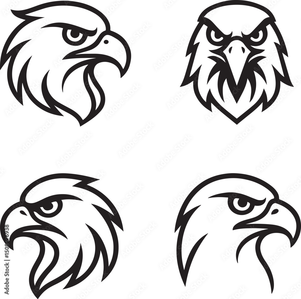 Fototapeta premium Bold Eagle Head Logo Designs set– Tribal Style Mascot Icons for Sports and Branding