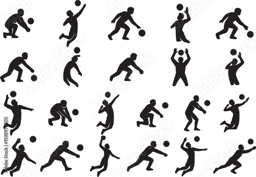 Wallpaper Mural Dynamic Volleyball Player Silhouettes – Action Poses for Sports Icons and Infographics Torontodigital.ca