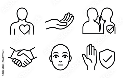 Human connection and trust symbol icons for communication and support design