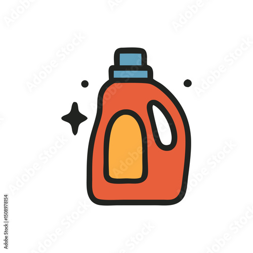 Bottle icon of laundry detergent for household cleaning products, laundry care, cleaning supplies, household chores, laundry room concepts.
