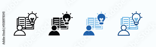 Learning Icon Sheet Multiple Style Collection Isolated Vector