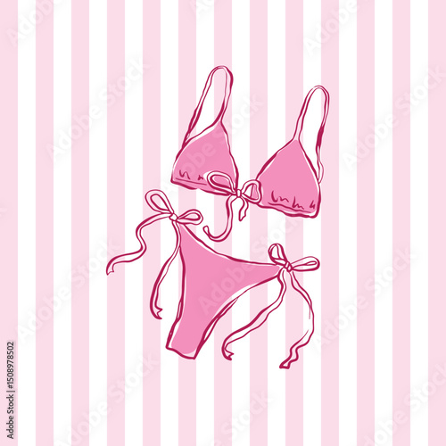 Hand drawn coquette bikini style vector