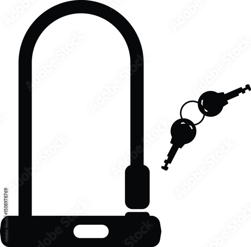 Bike lock icon. U lock bike sign. Bicycle security lock symbol. flat style.