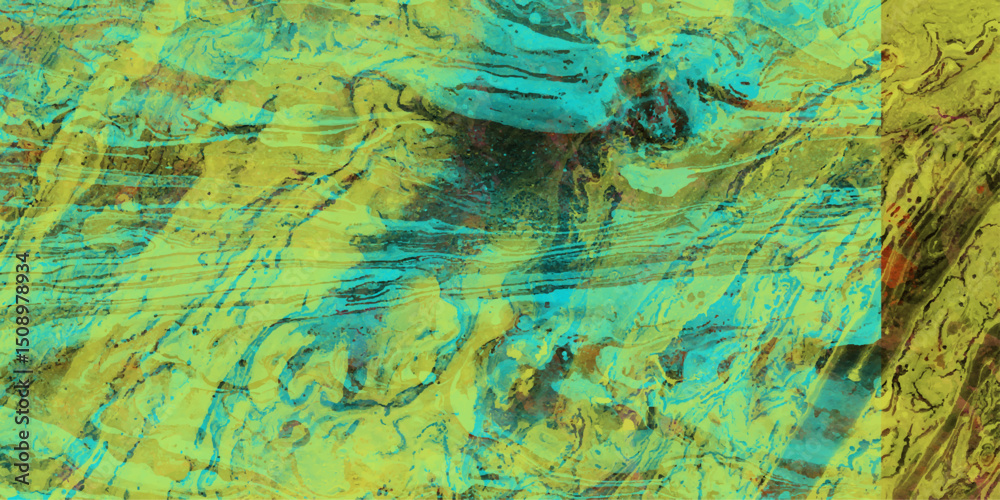 Abstract colorful artwork featuring a blend of textures and vibrant hues representing the fusion of elements and showcasing artistic layers in a digital composition