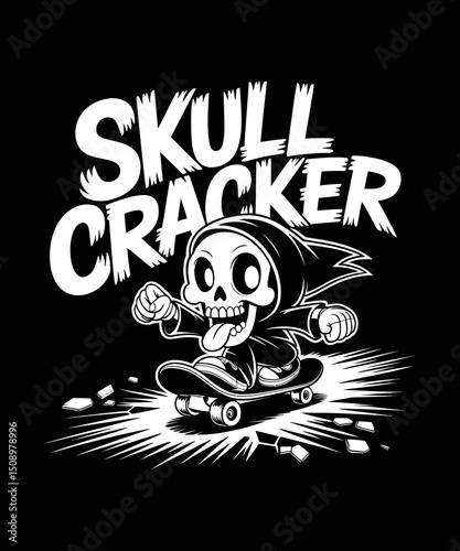 Skull CrackerSkull Typography T-shirt Vector design,    T-shirt, Skull Cracker Skater, Typography T-shirt Vector design,  