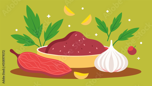 A mixture of ground beef garlic and various es is prepared creating a flavorful filling.. Vector illustration