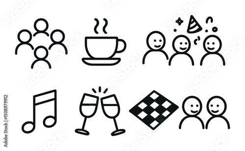Social interaction and celebration icons for party and leisure design