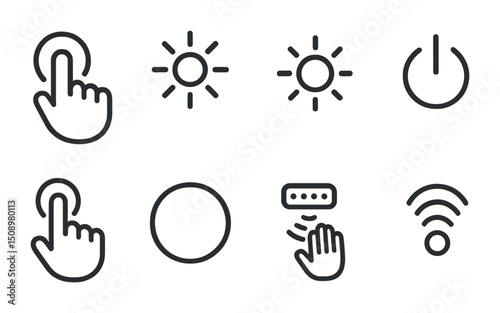 Minimalist icon set of technology concepts for ui and ux design