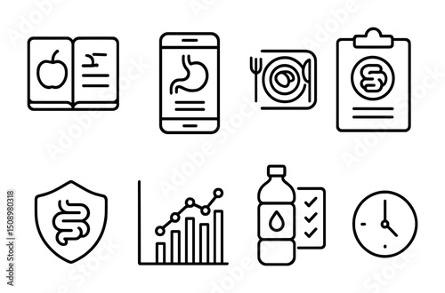 Healthy lifestyle icons for nutrition and wellness applications
