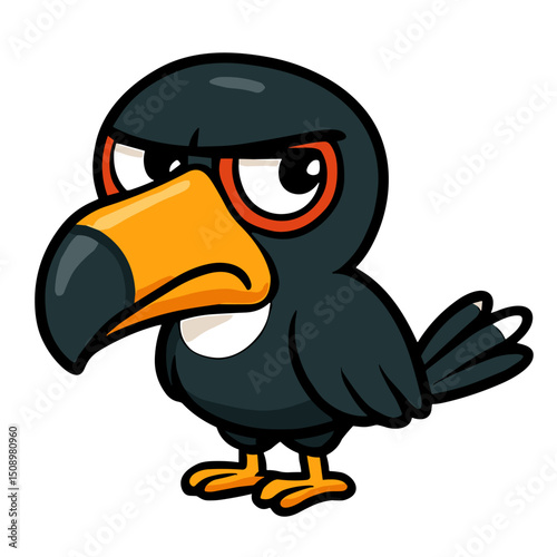 cute cartoon toucan stands against
