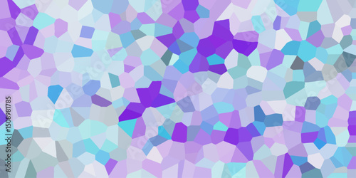 Abstract geometric mosaic background with various shades of purple blue and teal colors ideal for art design digital surface textures and wallpaper.