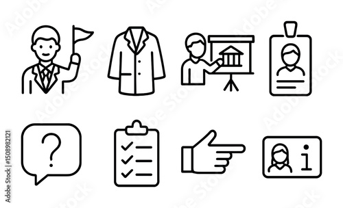 Business presentation and identification icons for professional design projects