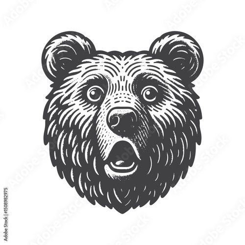 Vintage Hand-Drawn Marsican Brown Bear Illustration – Whimsical Reaction Engraved Style Vector for T-Shirts, Posters, Stickers, and Wildlife Humor Apparel
