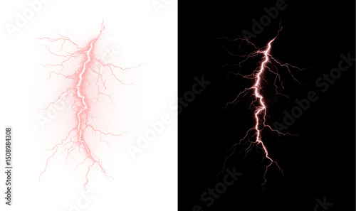 Thunder, overlay, lightning, storm, electric flash with dramatic energy strike and natural weather effect. PNG overlay with thunder, overlay, lightning, storm, electric. Transparent PNG.