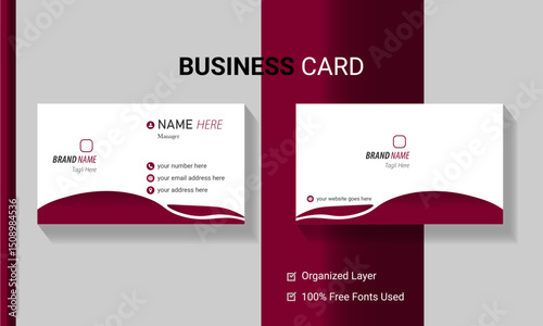 Professional Double-sided simple clean horizontal business card template