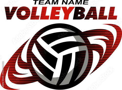 volleyball team design with spinning ball outline  for school, college or league sports	