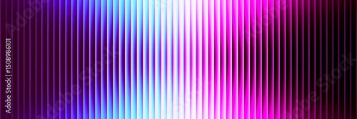 Futuristic neon gradient pattern with vertical glowing lines blending smooth deep pink and vivid purple colors. Minimalistic dark background perfect for creative tech designs. Vector illustration