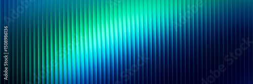 Futuristic neon texture with vibrant shades of blue green gradients and bright smooth fluted vertical lines. Bold dynamic design blending smooth tones and radiant colors for modern visual art project