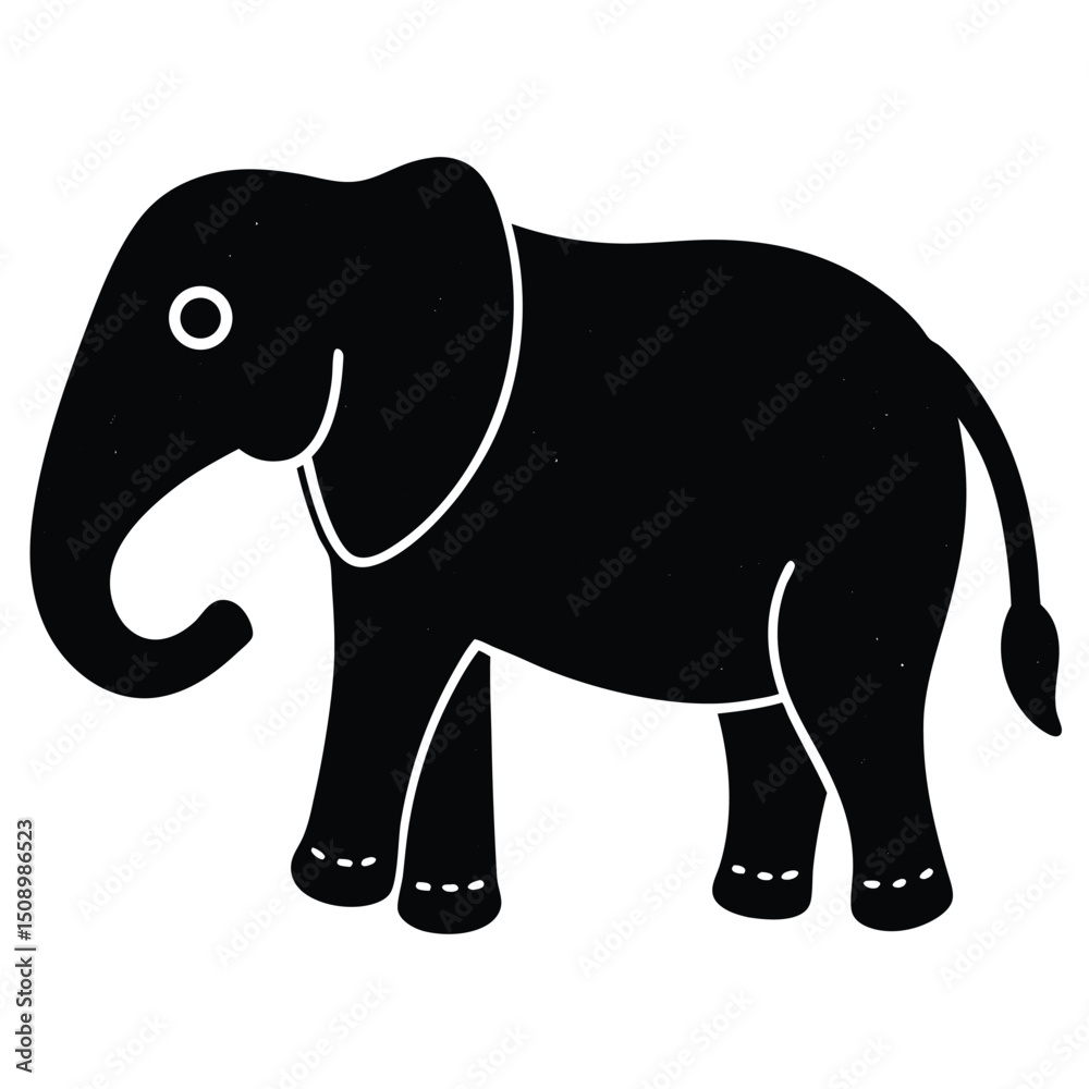 Fototapeta premium Simple Black Silhouette of an African Elephant Illustration