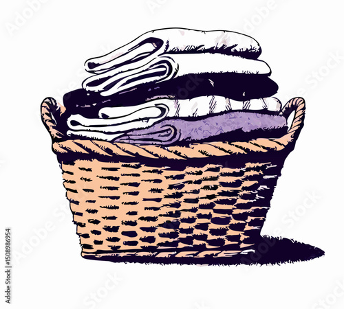 Folded Clothes in a Woven Laundry Basket