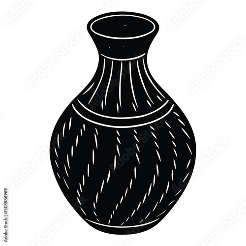 Elegant Black and White Ceramic Vase Illustration