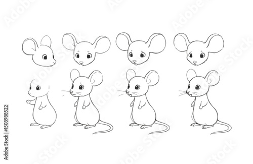Adorable Mouse Character Design Sketches & Poses for Animation or Illustration