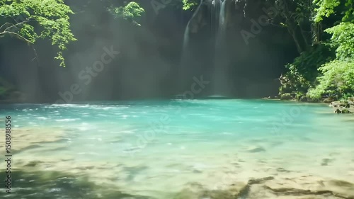 Serene Waterfall Pool in Lush Jungle