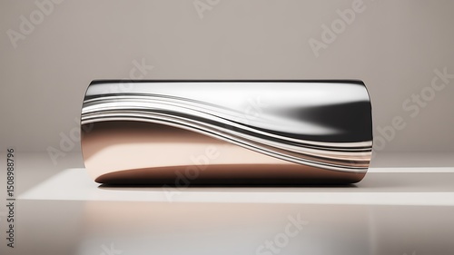 Abstract metallic cylinder with wave design