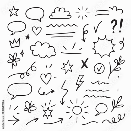 hand drawn doodle speech bubbles. editable icon set related to online education! Please feel free to use it.